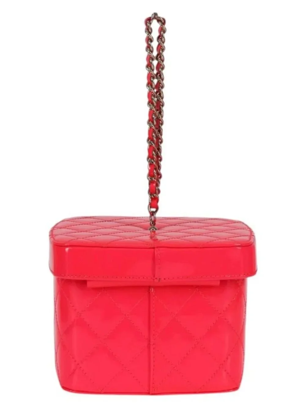 CHANEL Matelasse Vanity Pouch Enamel Pink Gold CC Auth 123518SAM